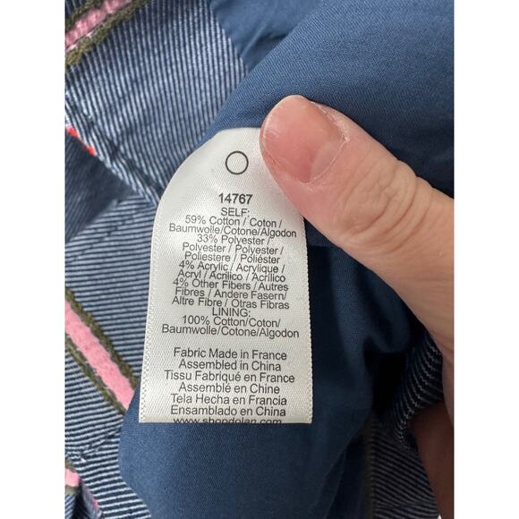 Anthropologie Dolan Left Coast Collection Coat M Striped Blue Cotton Blend Belt - Picture 6 of 9